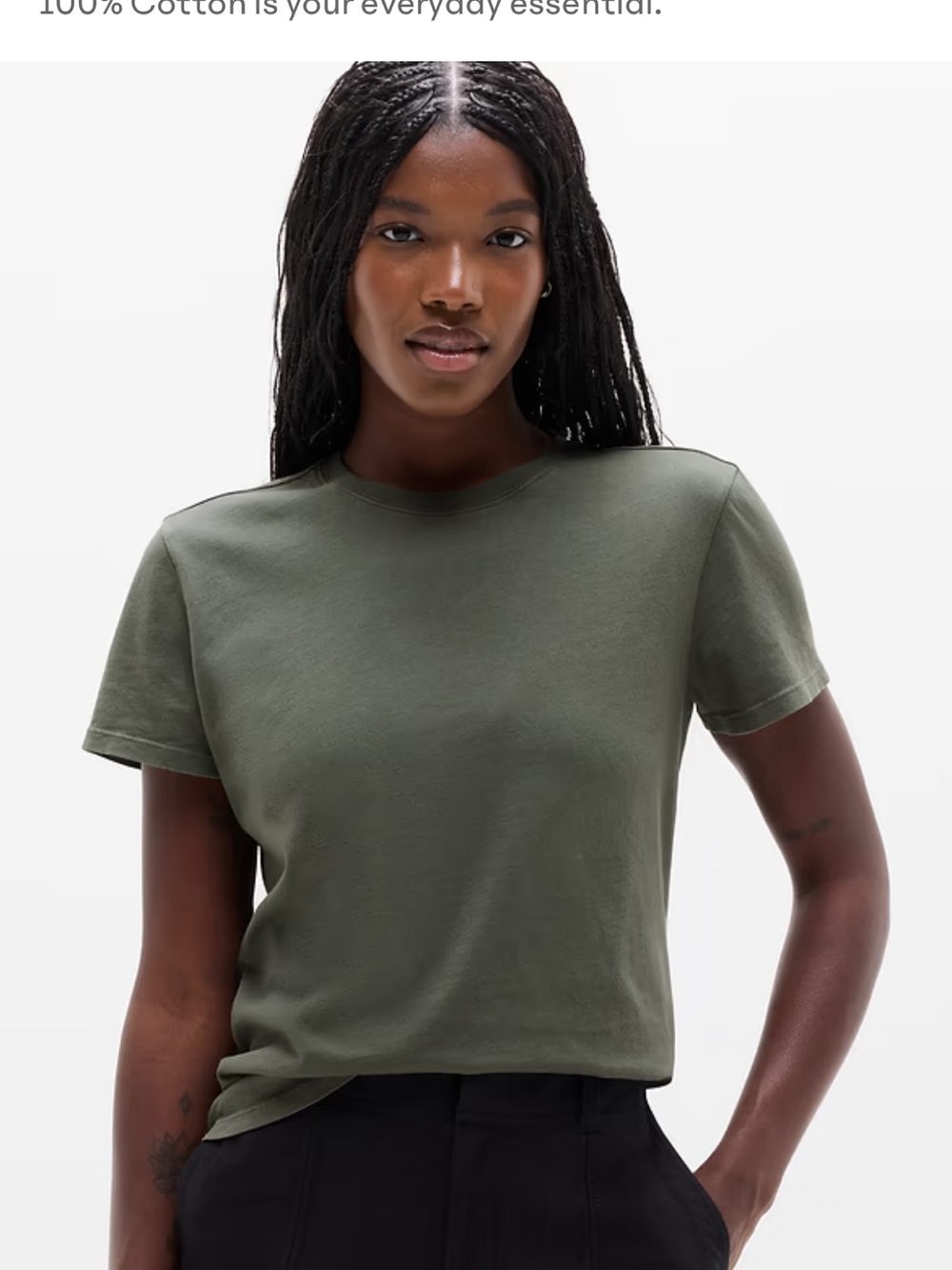 Athleta Olive Short Sleeve Crewneck Tee